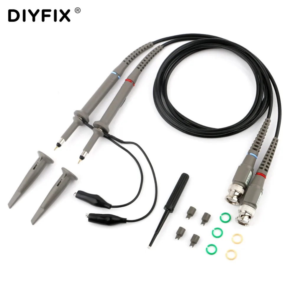 

DIYFIX 2Pcs Oscilloscope Probe TP6100 Precision Scope Clip Probe DC-100MHz Scope Clip Probe 100MHz X1/X10 Tester Alligator Clips