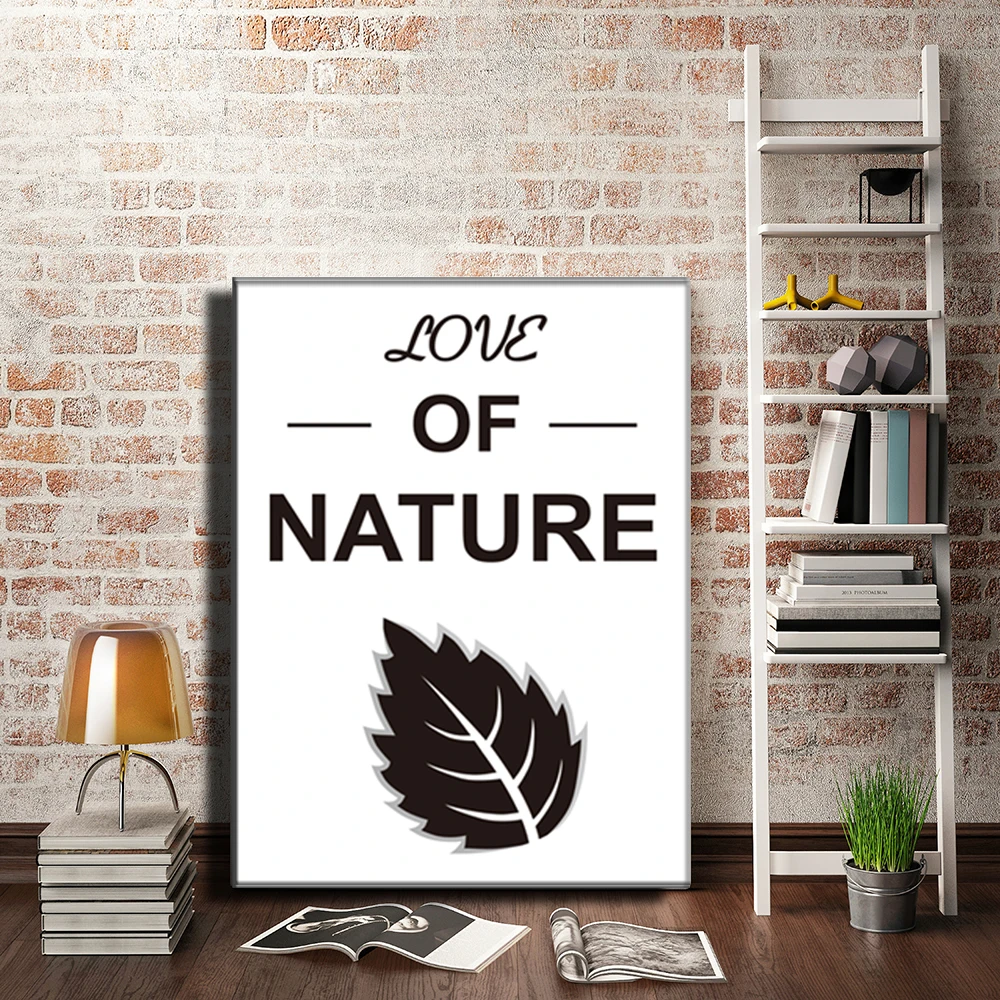 Картина на холсте в скандинавском стиле с цитатой Love of Nature популярная Настенная