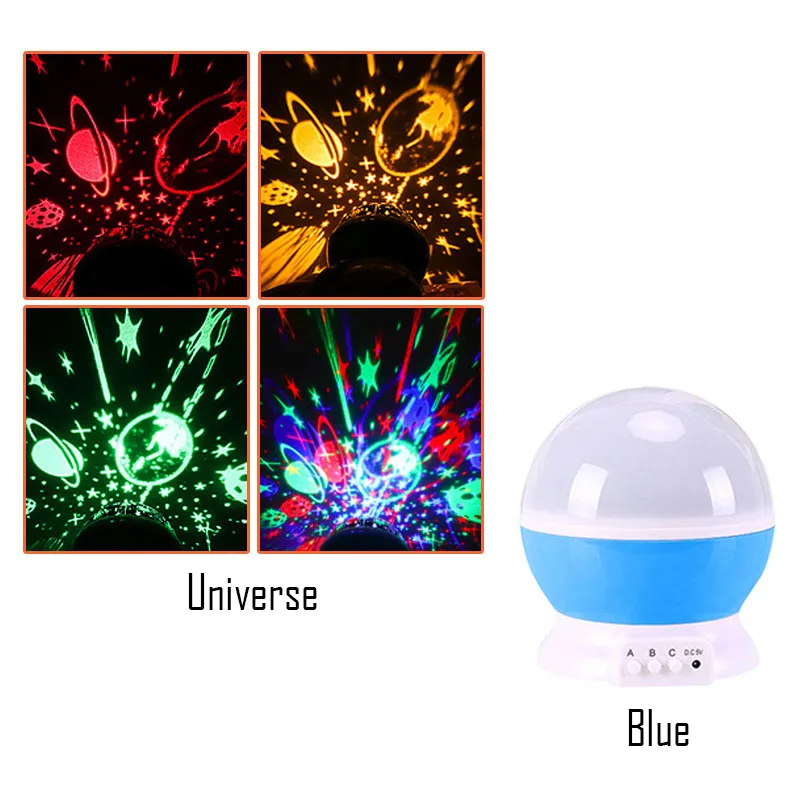 Universe Blue Светодиодный светильник с цветным поворотом и романтическим рисунком звездного неба, проекционный светильник с зарядкой от usb, фантазийный светильник для сна, декор для комнаты, детские игрушки - Color: Universe Blue