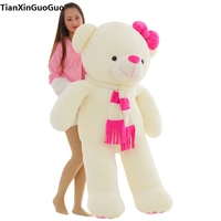 stuffed toy love you bear plush toy huge 160cm white teddy bearpink scarf bear doll hugging pillow birthday gift b1019