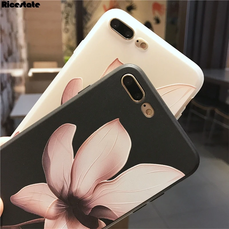 Новый чехол с цветком лотоса для iPhone 8 Plus XR X XS MAX 3D рельефный цветами розы 6 6S 7 из