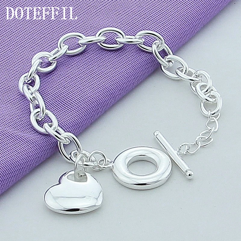 DOTEFFIL серебряный браслет с подвеской сердце