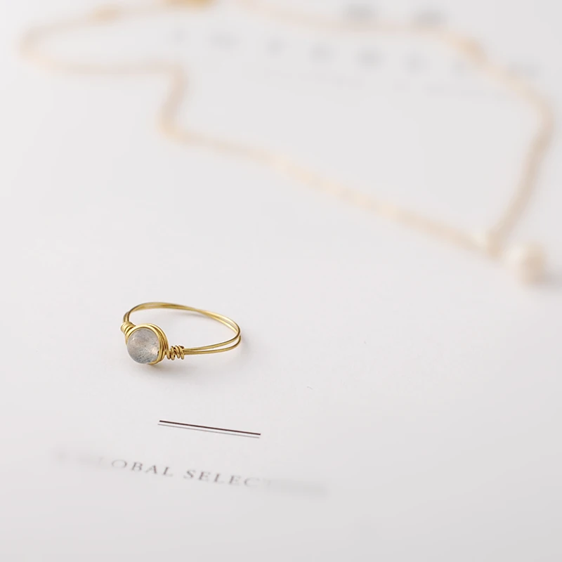 Natural Moonstone Rings Handmade Gold Filled Birthday Gift Anillos Mujer Bague Femme For Women Boho Jewelry | Украшения и