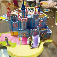 diy attractive cartoon castle garden house 3d puzzle jigsaw learning educational toys for children kids craft manualidades