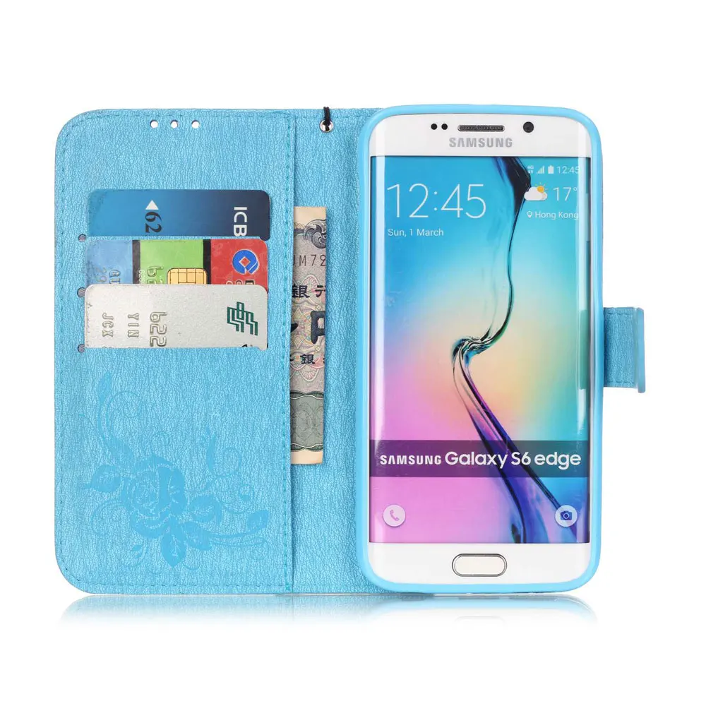 Флип кейс для Samsung S5 S6 S7 S8 S9 A3 A5 A7 J3 J5 J7 Бабочка цветочный узор чехол телефона NOTE8 Note9