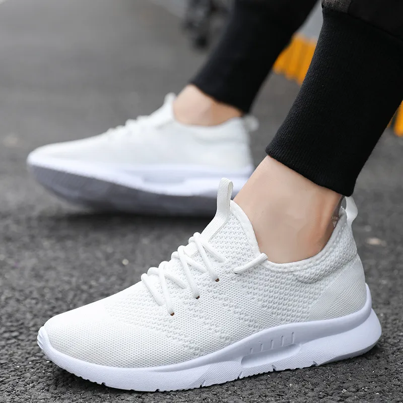 Breathable Summer Men Sneakers Sport Shoes Size 39-45 Light Weight Man Lace-up Casual 5 Colors Black White Red | Обувь