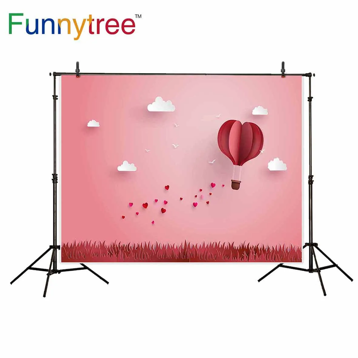 

Фон Funnytree для фотосъемки с воздушным шаром любовными облаками сердцами на День святого Валентина Профессиональный Фотофон