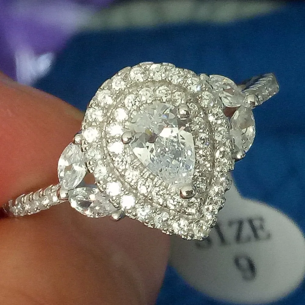 

Wholesale Top Selling Handmade Luxury Jewelry Pure 100% 925 Sterling Silver Heart Shape 5A CZ Pave Party Women Wedding Band Ring
