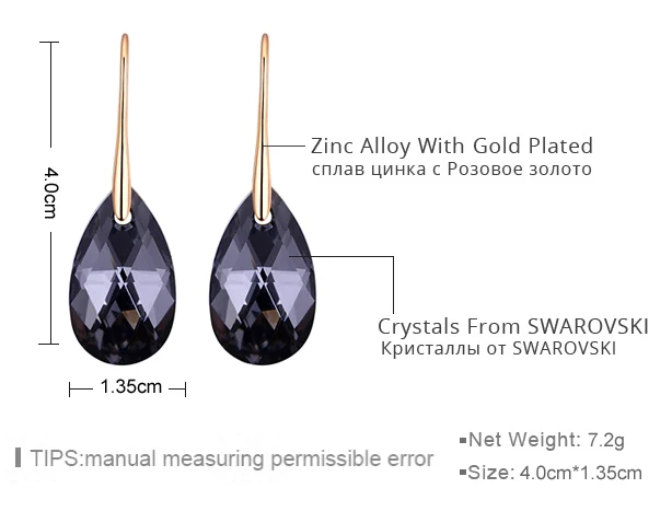 Женские серьги-капли SPCLUB серебристого цвета с кристаллами от SWAROVSKI подарок на