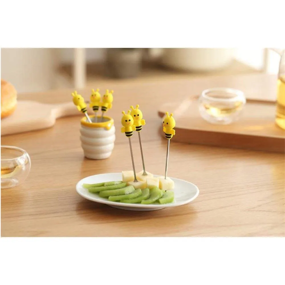6 шт./компл. декором в виде маленькой милой пчелы животных вилки для фруктов с