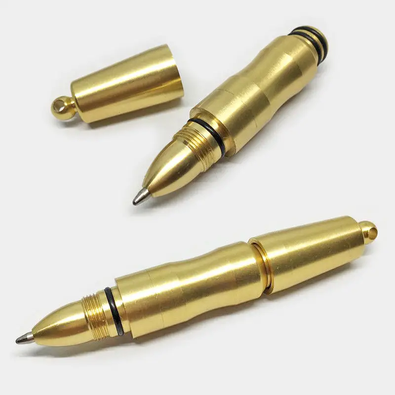 EDC Мини латунная шариковая ручка короткий тяжелый металлический золотой медный брелок для ключей кольцо DIY брелок Подвески ручки-подвески мужские подарок
