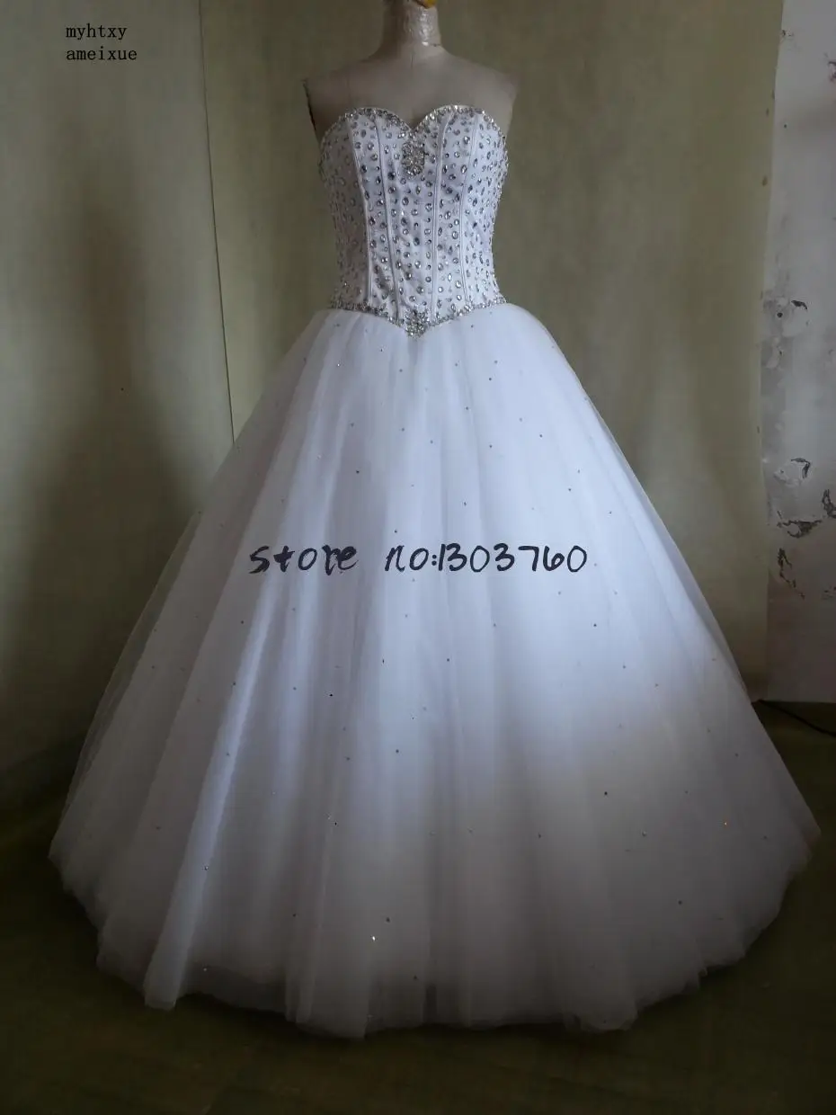 2021 Robe De Mariage принцесса Bling Роскошные Кристаллы белого бальное платье свадебное