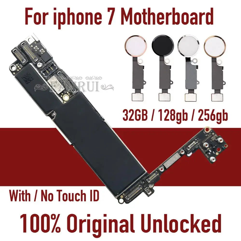 Заводская Разблокировка для iphone 7 материнская плата с/без Touch ID, оригинальная для iphone 7 материнская плата с чипами, 32 ГБ 128 ГБ 256 ГБ