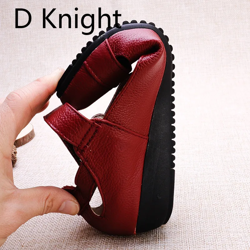 2021 Summer Shoes Women Genuine Leather Flat Sandals Comfortable Soft Hollow Hole Casual Mary Janes Ethnic Women's Shoes Sandals