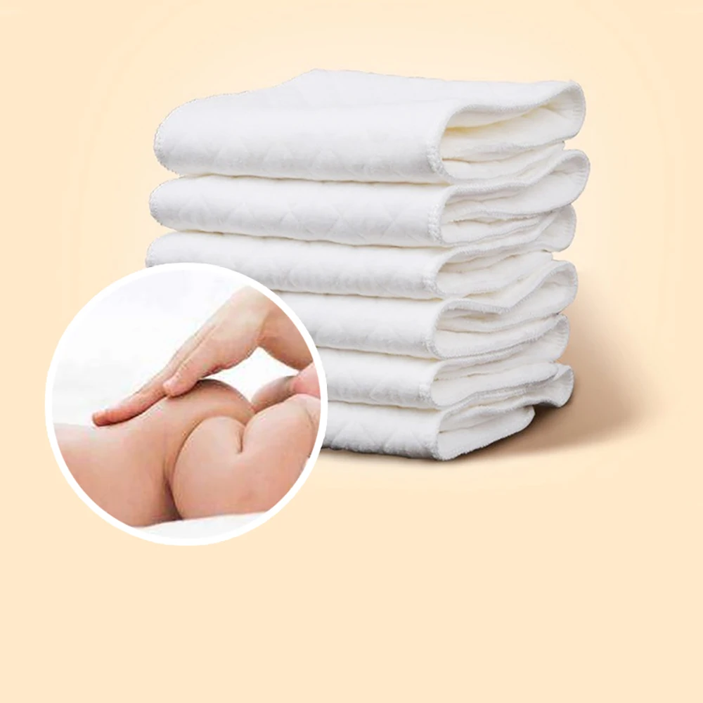 10pcs Reusable baby Diapers Cloth Diaper Inserts 1 piece 3 Layer Insert Cotton Washable babies care Products
