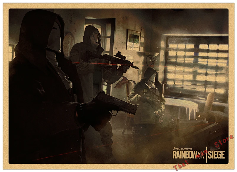 Плакат Tom Clancy's Rainbow Six Siege, украшение, плакат, наклейка на стену, Ретро плакат из крафт-бумаги 42*30 см - Цвет: Коричневый