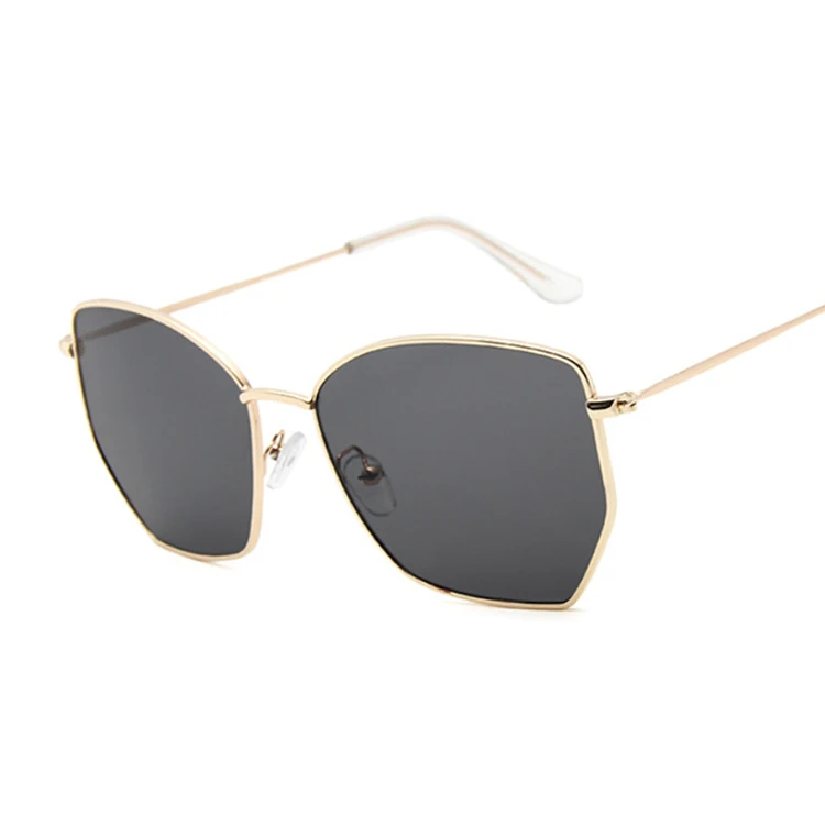 GoldGray Women Cat Eye Sunglasses Cute Sexy Brand Designer Summer Retro Oversized Frame Black Yellow Cateye Sun Glasses Female - Цвет линз: GoldGray