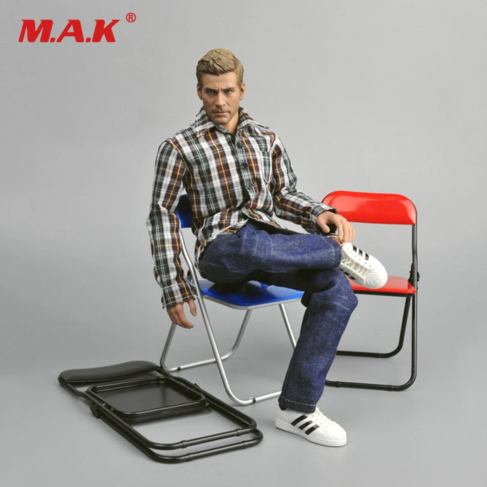 Складной стул масштаб 1:6 черная красная синяя фигурка мебель для кукол 12 дюймов