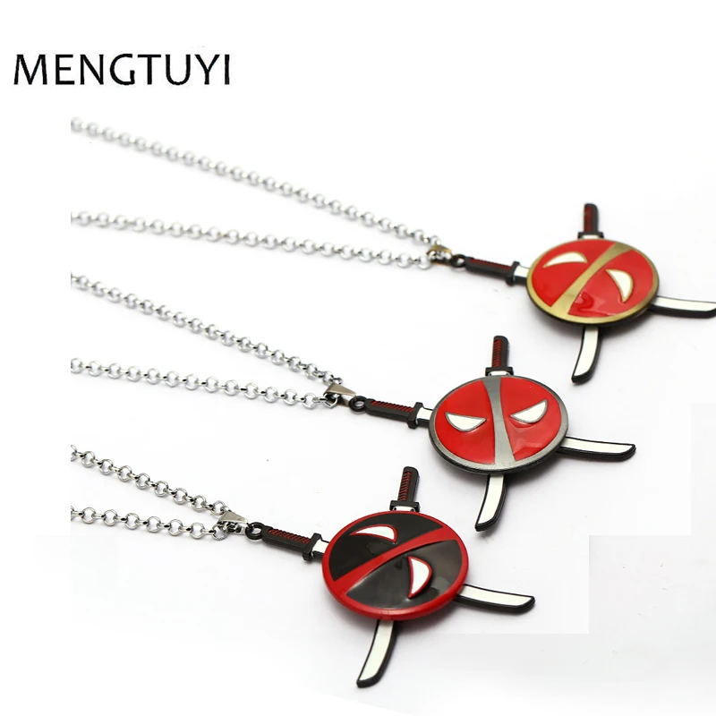 

J Store New 2018 Super Hero Deadpool 2 Necklace Rotate Deadpool Pendant Men Jewelry Superheros Friendship Accessories Colar JJ12