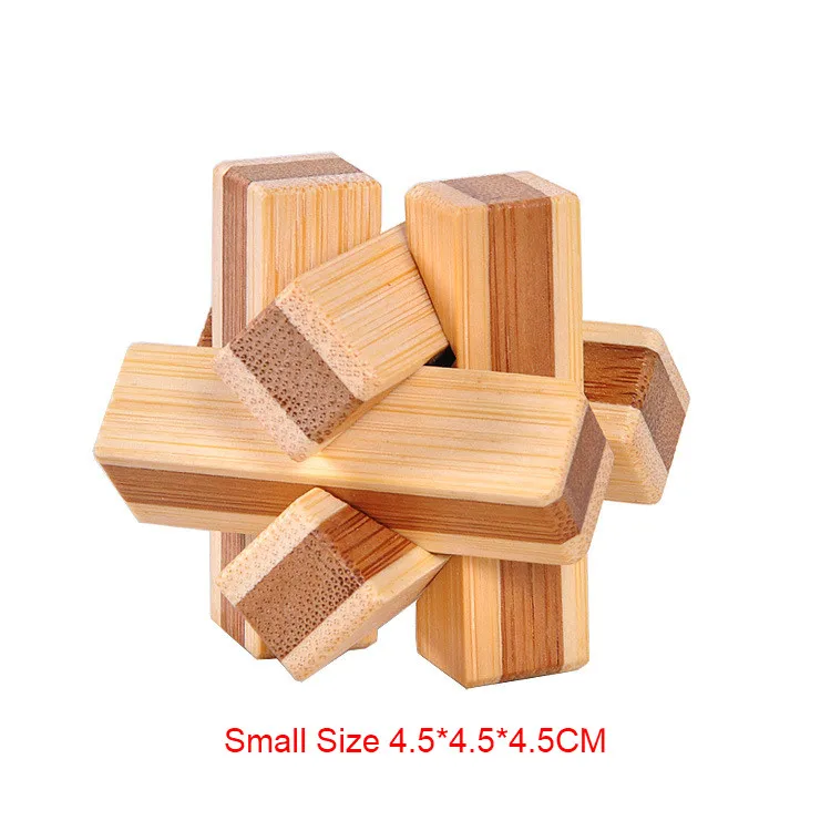 9pcs/set Design Bamboo IQ Brain Teaser Kong Ming Lock 3D Wooden Interlocking Burr Puzzles Game Toy For Adults Kids | Игрушки и хобби