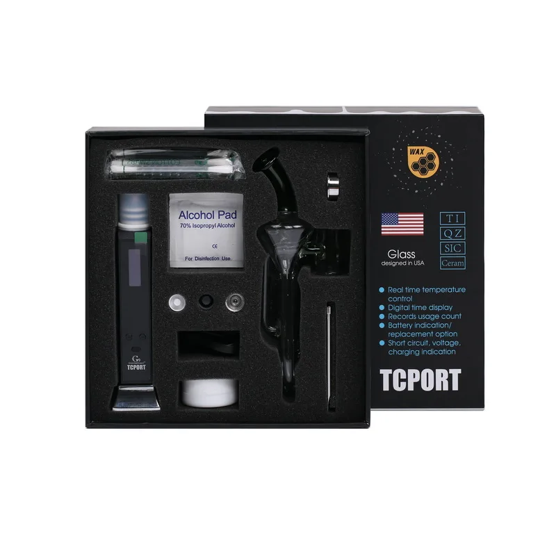 Greenlightvapes G9 TC PORT wax dab rig oil Portable enail vaporizer with glass pipe Temperature Controller bubbler |