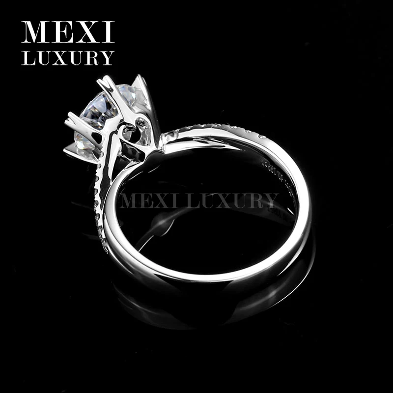 Круглый 1.5Ct EF Moissanites Винтаж 18 К белого золота Для женщин Юбилей кольцо Гарантия