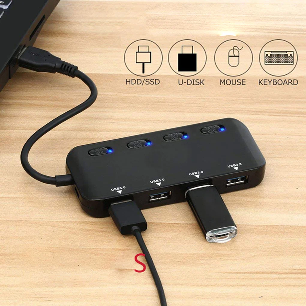 

New Arrival Mini USB/Type-C 3.0 Hub 4 Ports Laptop PC Computer Portable USB Power Interface Switch USB Splitter Adapter USB Hab