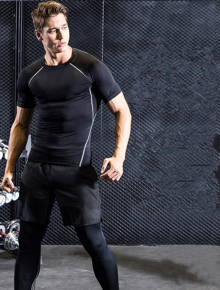 Quick Dry Sports Suit Men's Running Sets Gym Fitness Clothing Compression Basketball Tights Tracksuit Jogging Running Sportswear