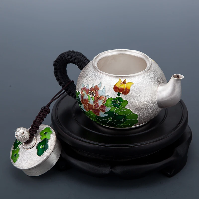Cloisonne Серебряная бутылка чистое серебро 999 Чистая ручная работа Teaware бытовой