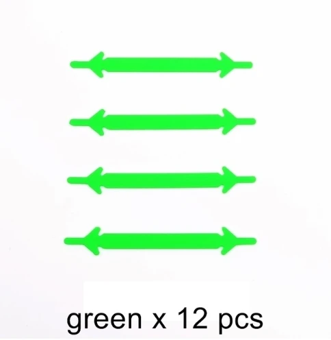 B-green-12pcs 16 шт./лот и 12 шт./лот аксессуары для обуви Новинка шнурки для обуви унисекс эластичные силиконовые шнурки резиновый шнурок N067 - Цвет: B-green-12pcs