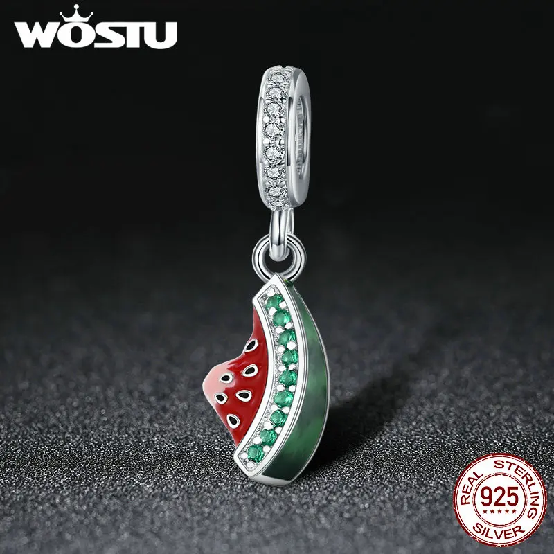 WOSTU популярное серебро 925 пробы Ослепительная подвеска в виде арбуза с фианитами