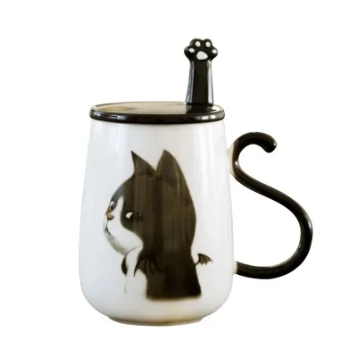 Большая кофейная кружка 450 мл с изображением милой кошки Оригинальная