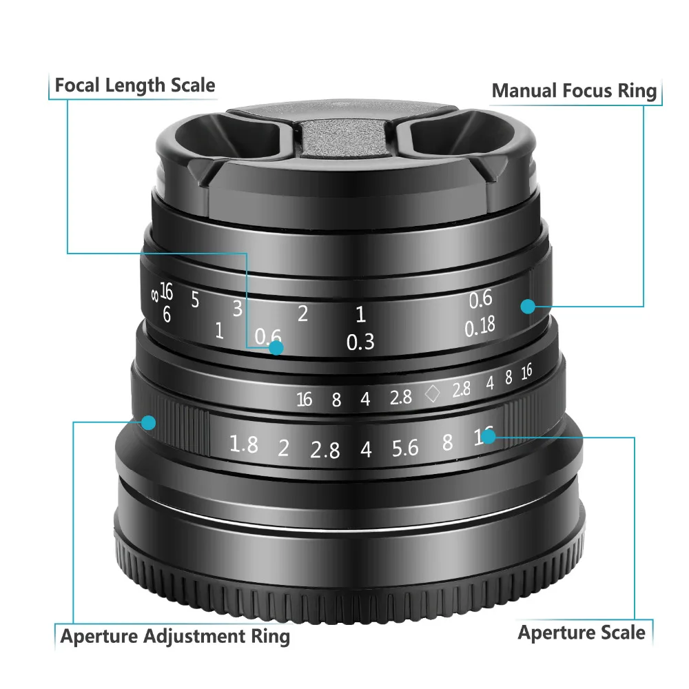 Neewer 25 мм f/1,8 ручная фокусировка Prime фиксированный объектив для Fujifilm APS-C цифровых беззеркальных камер XPro2 XE3 XH2 X100T X100S