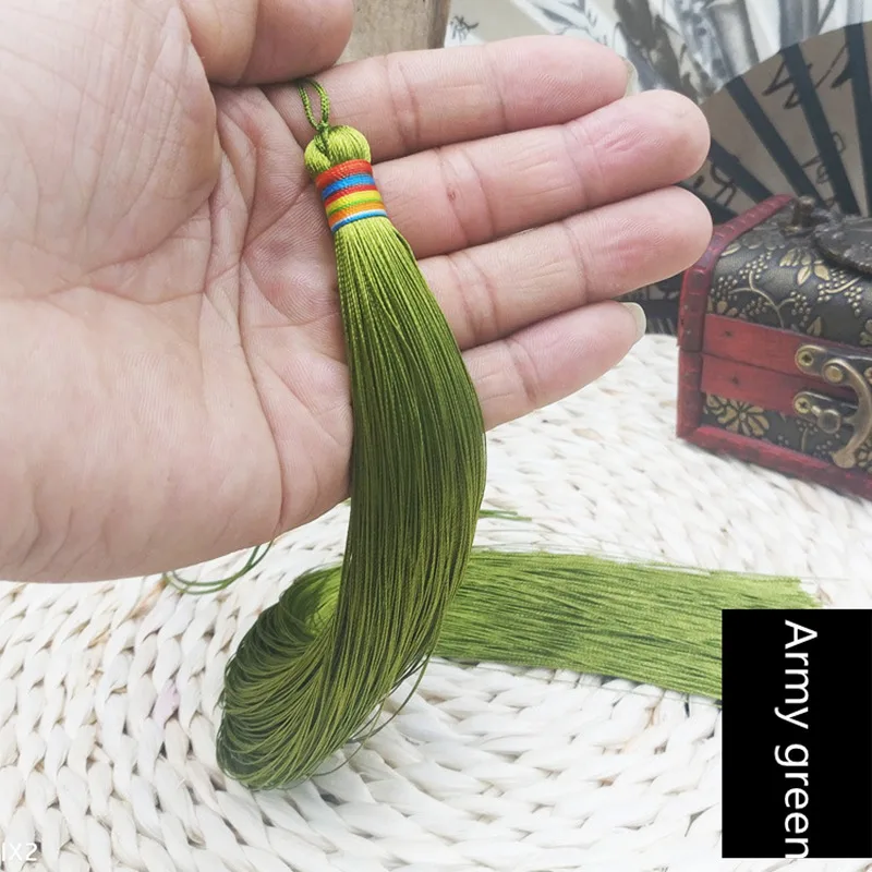 Army green 2 шт. 33 см очень длинная оплетка кисточка DIY Ювелирные изделия домашний текстильный занавес одежда декоративная изготовление талисманы Подвески Ремесло кисточки - Цвет: Army green