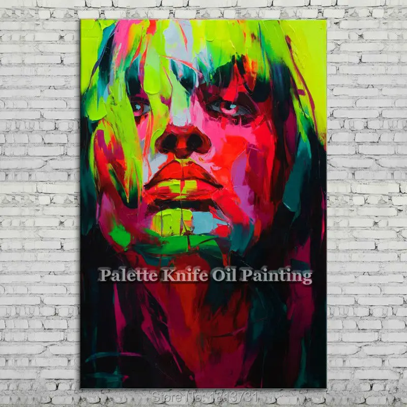 

Hand Painted Francoise Nielly Palette Knife Portrait Face Oil Painting Character Figure Canva Wall Art Picture For Living Room 9