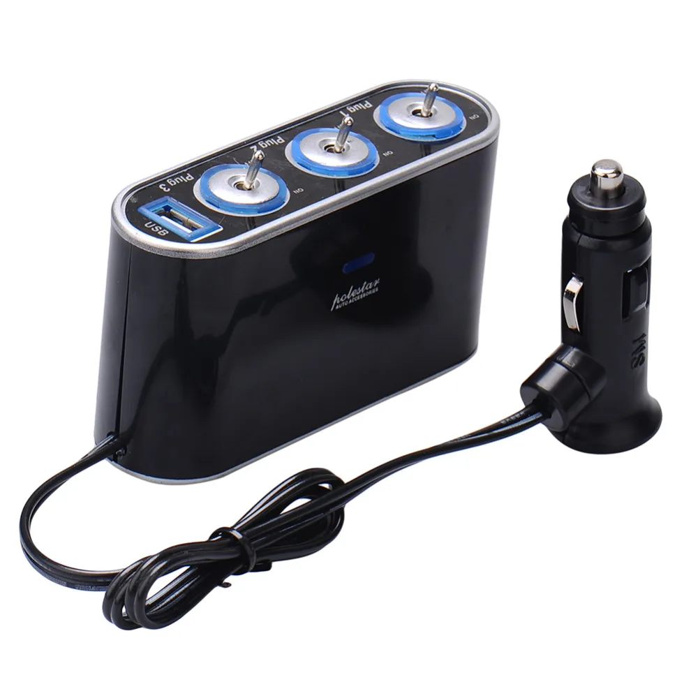 Машинная Зажигалка для сигарет 3 х полосная сплиттер адаптер DC12V USB Порты и