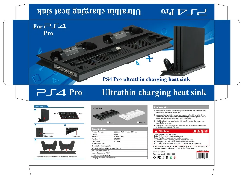 Вентилятор охлаждения PS4 Pro вертикальная подставка два контроллера зарядная док