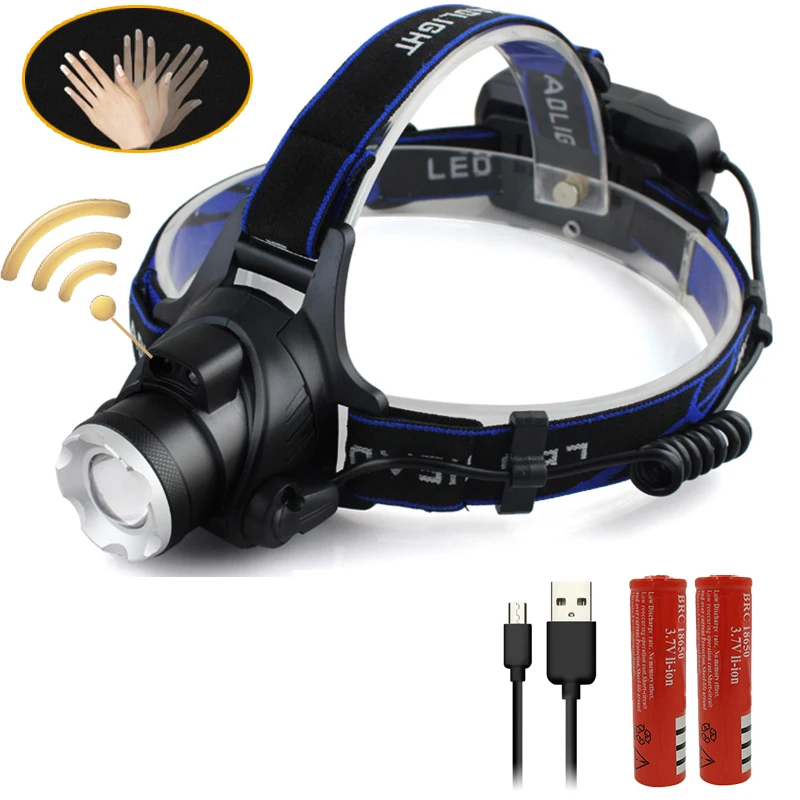 Option F Litwod Z20568 CREE XM-L2 U3 движения тела Сенсор головной светильник Перезаряжаемые светодиодный налобный фонарь 5000lm головки вспышки света светильник фонарь лампа светильник - Emitting Color: Option F