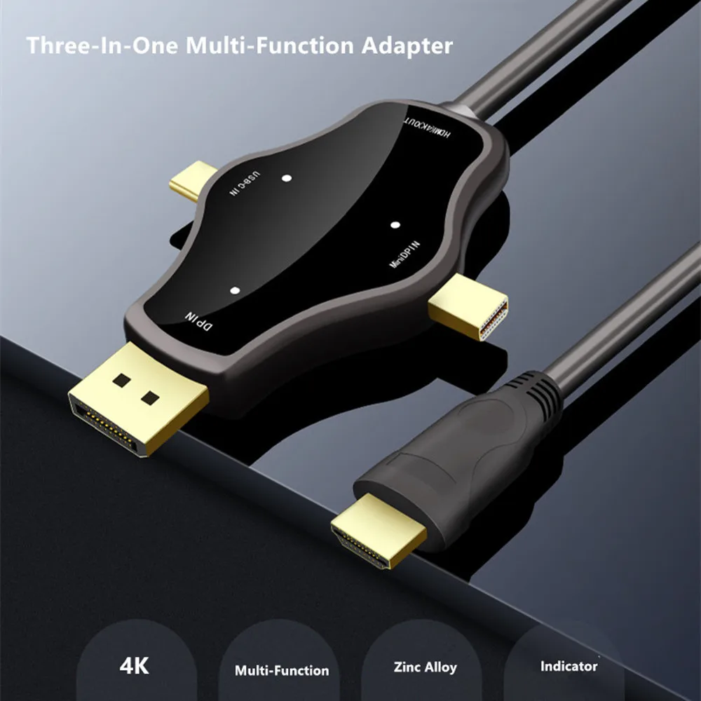 Адаптер HDMI 3 в 1 USB Type C 4K 30 Гц|Кабели HDMI| |