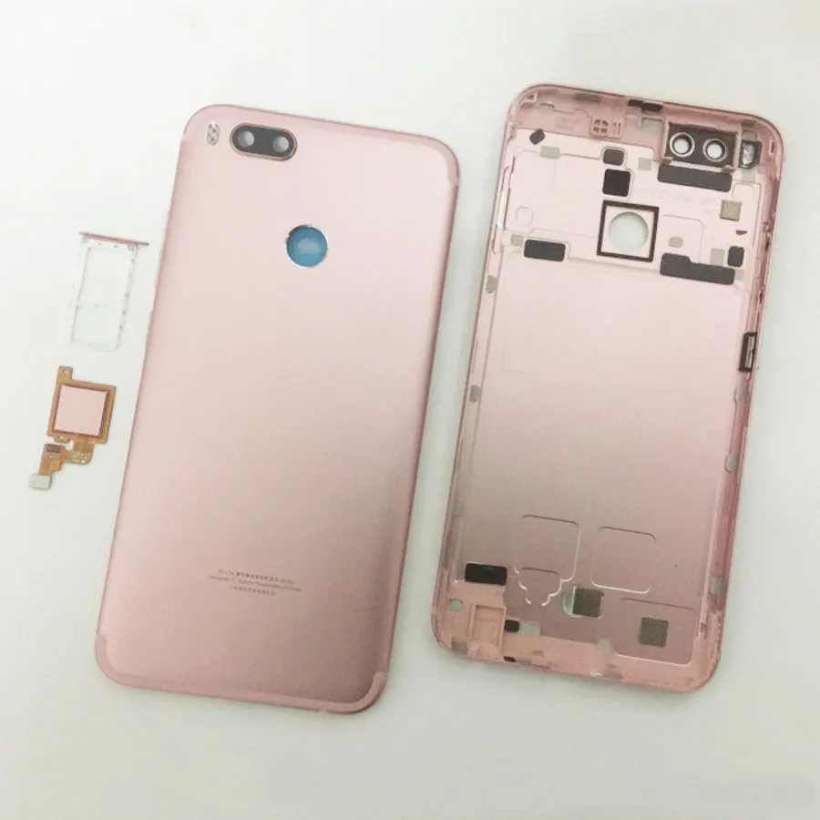 Pink Для Xiaomi mi A1 5X mi A1 mi 5X чехол для батареи Корпус задняя дверь корпус+ датчик отпечатков пальцев гибкий кабель+ Sim лоток - Цвет: Pink