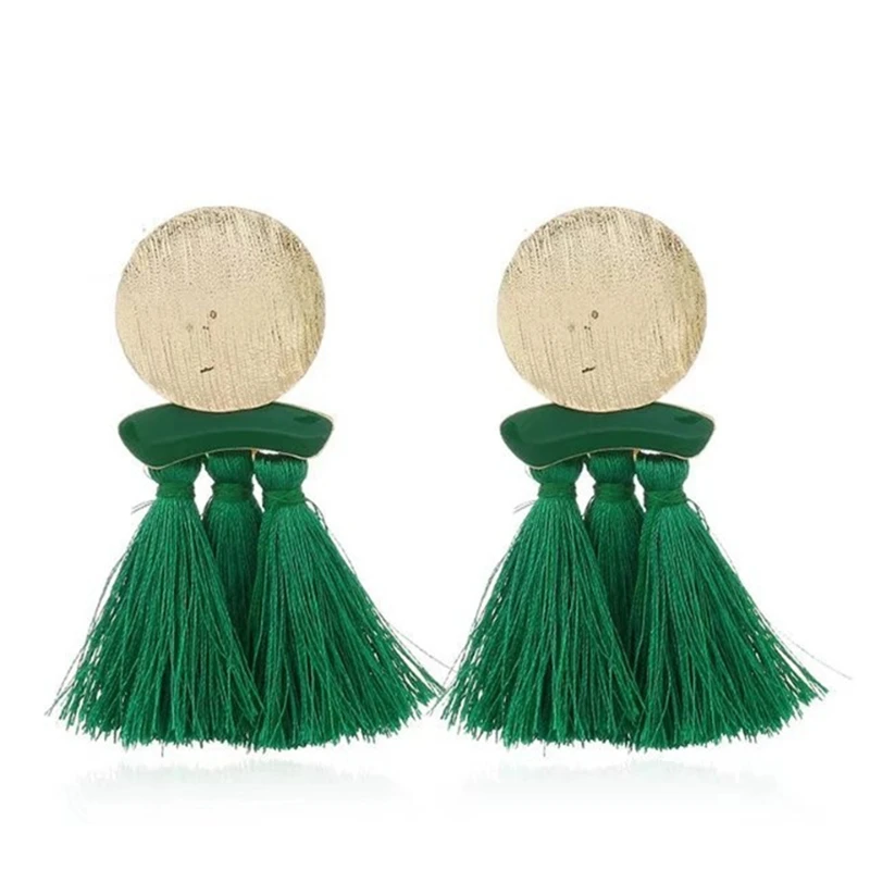 WXYZ Elegant Colorful Tassel Dangle Earring For Women Girls Drop Round Chip Accessories |