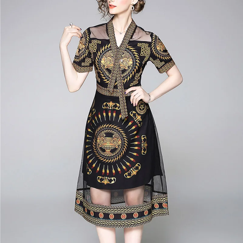 Black dress Летнее женское платье, сексуальное, винтажное, облегающее, элегантное, Сетчатое, миди, макси, белое, черное, v-образный вырез, с принтом, повседневные, вечерние, длинное платье - Цвет: Black dress