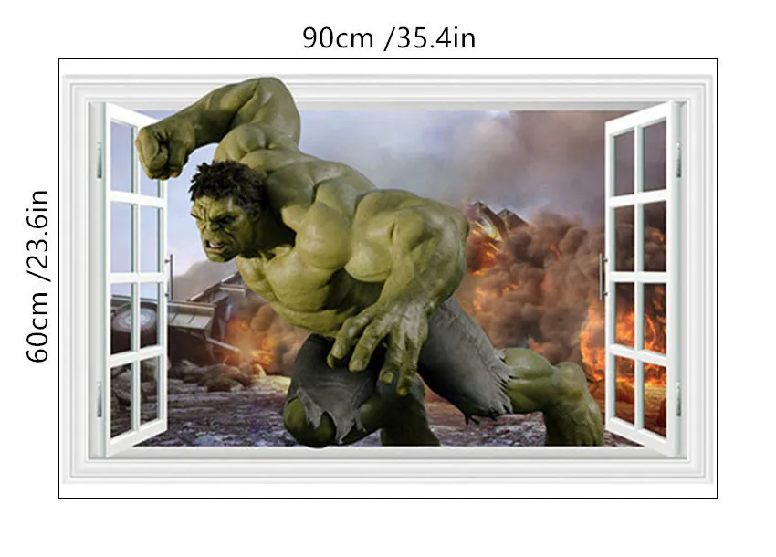 B331 Фильм Мстители постер Супер Герои 3d поддельные окна стены художественные виниловые наклейки для детской комнаты украшения marvel обои 90*60 см - Цвет: B331