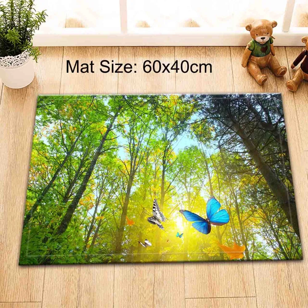 LB яркий солнечный свет в лесу тропический лес душевая занавеска с ковриком