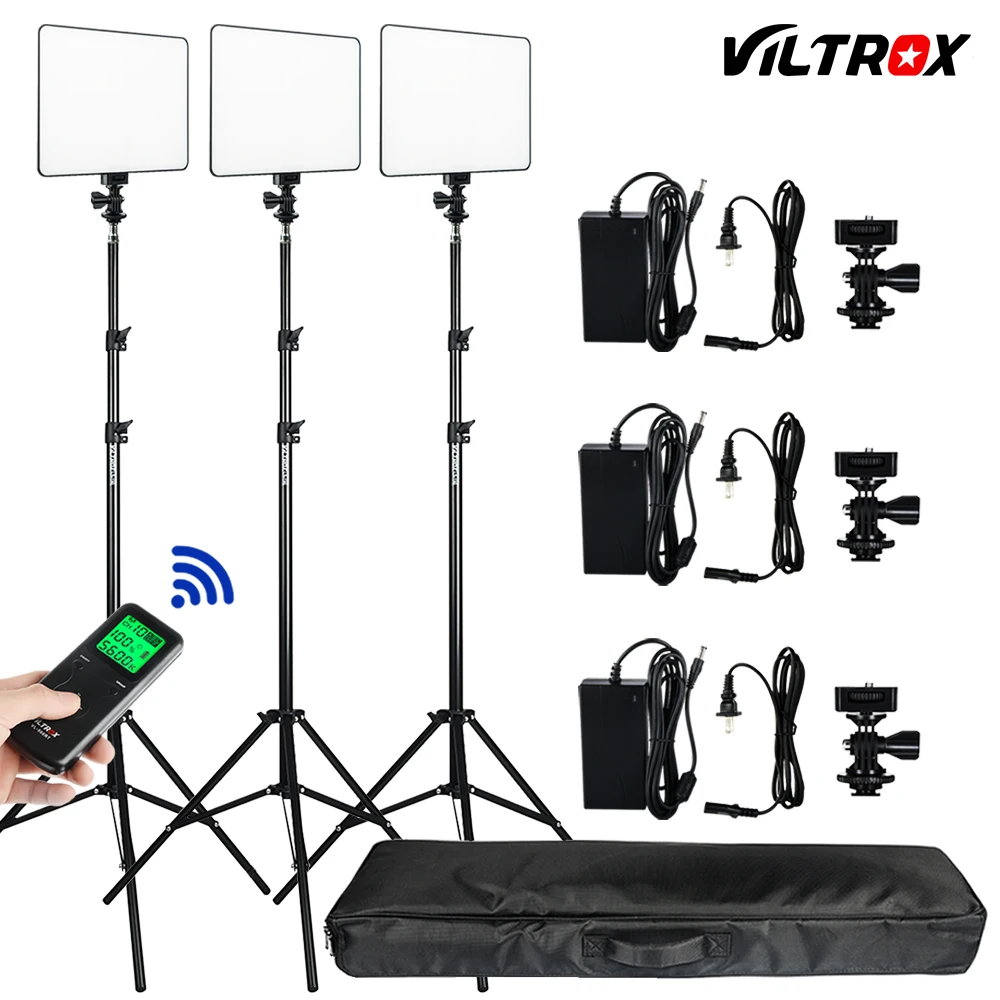 Набор для фотостудии 3 шт. Viltrox VL-200T беспроводной пульт дистанционного двухцветный светодиодный студийный свет для видео Лампа w/светильник+ Сумка для DSLR фото