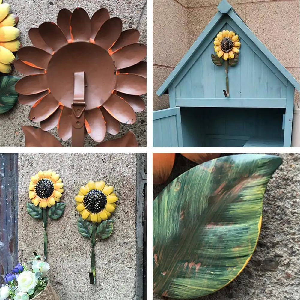 Ретро Железный Подсолнух вешалка декоративный крючок Настенный декор для ключей