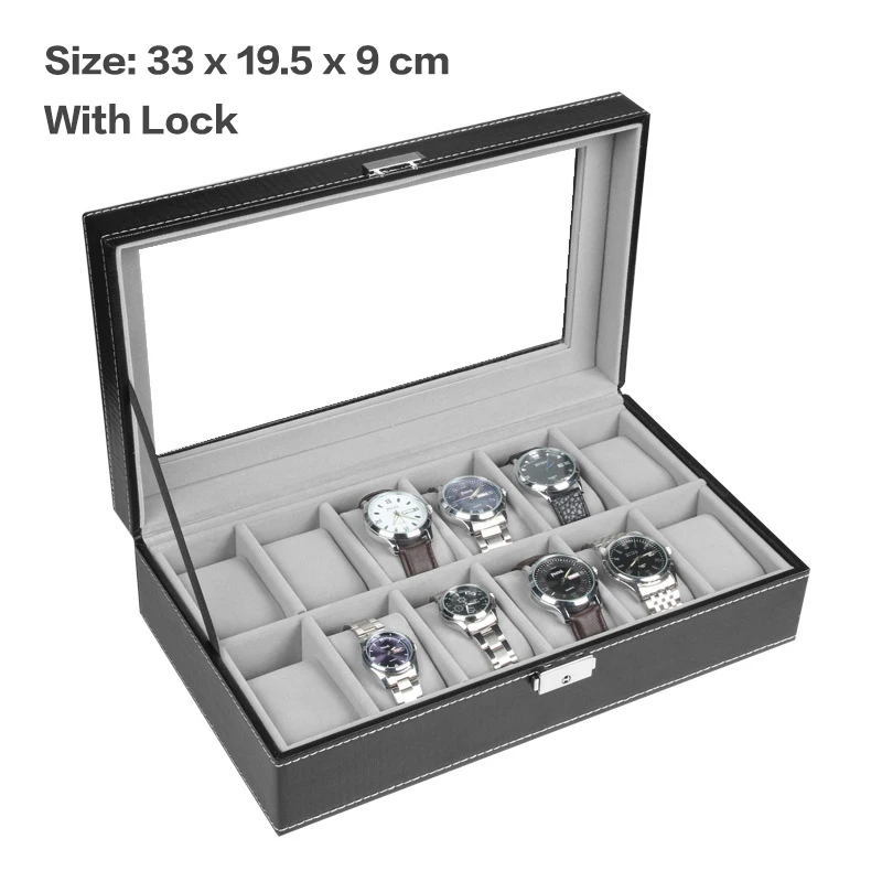 Мужские чехлы-держатели для часов 12 ячеек с губкой обновления запястья окошком