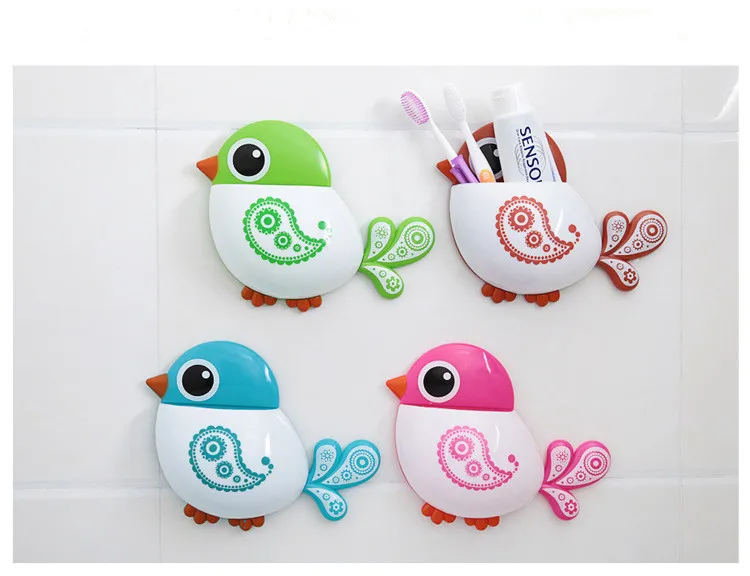 

1PC Bathroom Accessories Toothbrush Holder Creative Bird Pattern Suction Cup Toothbrush Holder House Storage Tool OK 0533
