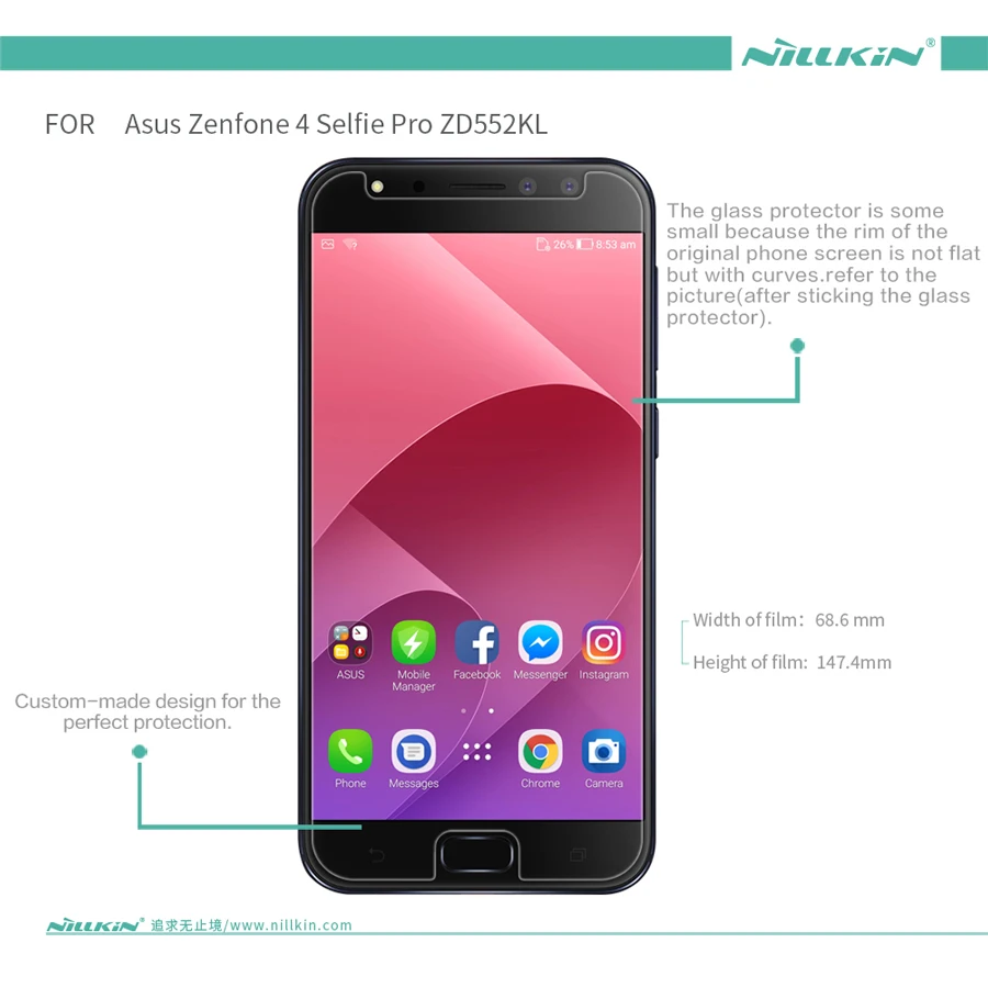 2 шт./лот для Asus Zenfone 4 Selfie Pro ZD552KL NILLKIN Супер прозрачная защитная пленка против