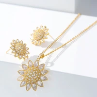 jewelry sets hadiyana sunflower design necklace and earrings set for women simple elegant cn1021 juego de collar y pendientes